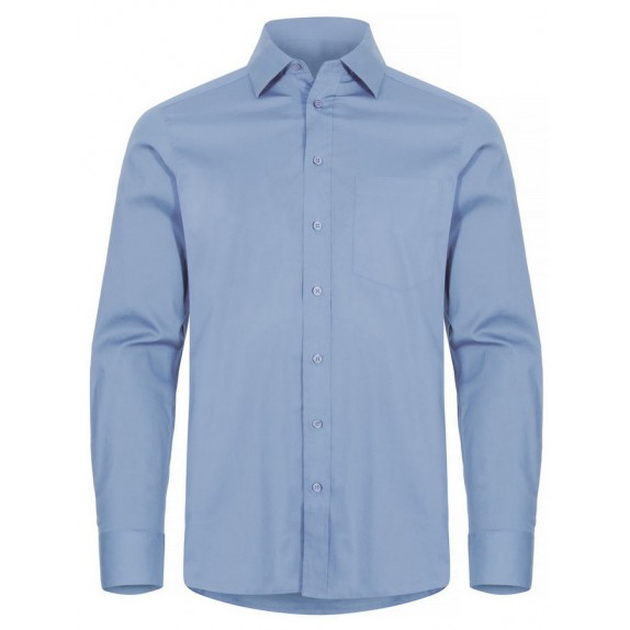 Clique Stretch Heren Overhemd Lm Lichtblauw