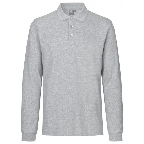 Pro Wear by Id 0544 Long-sleeved polo shirt stretch Grey melange