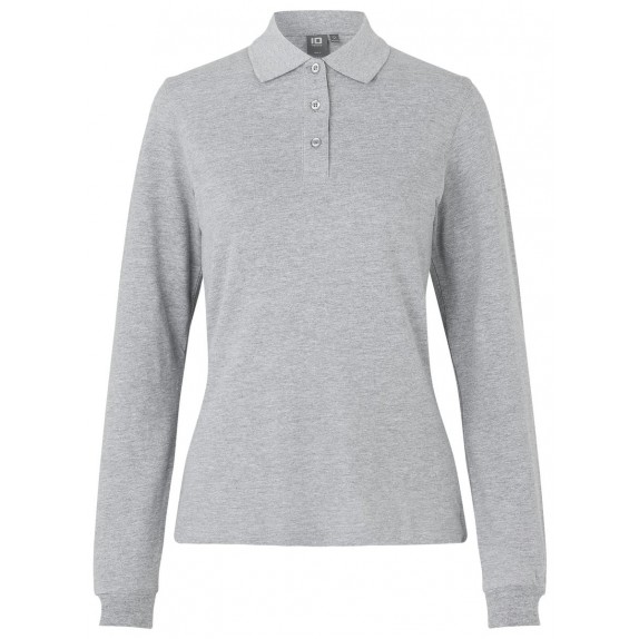 Pro Wear by Id 0545 Long-sleeved polo shirt stretch women Grey melange