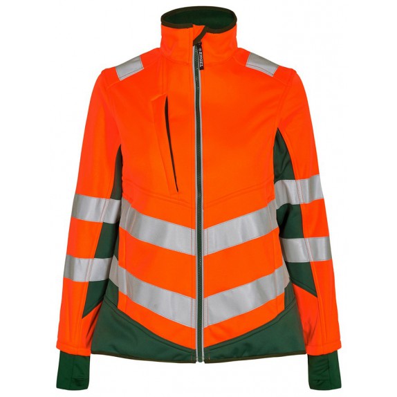 F. Engel 1156 Safety Ladies Softshell Jacket Orange/Green