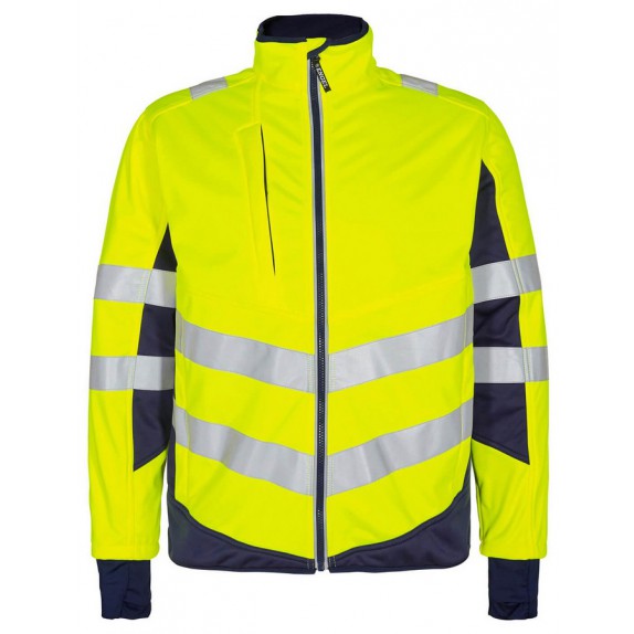 F. Engel 1158 Safety Softshell Jacket Yellow/Blue Ink