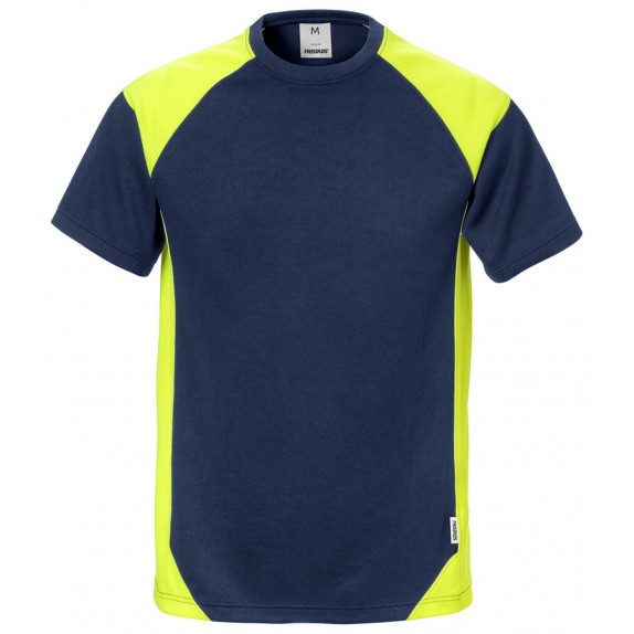 Fristads T-shirt 7046 THV Marineblauw/hi-vis geel