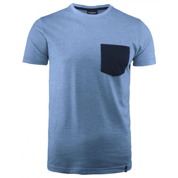 Harvest Portwillow Tee T-Shirt Unisex Lichtblauw Melée