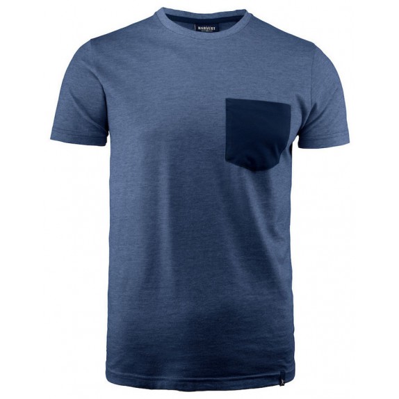 Harvest Portwillow Tee T-Shirt Unisex Donkerblauw Melée