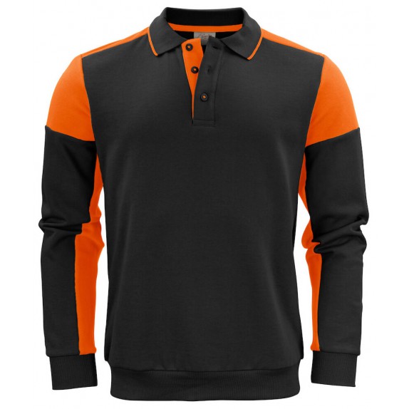 Printer Polosweater Prime Zwart/Oranje