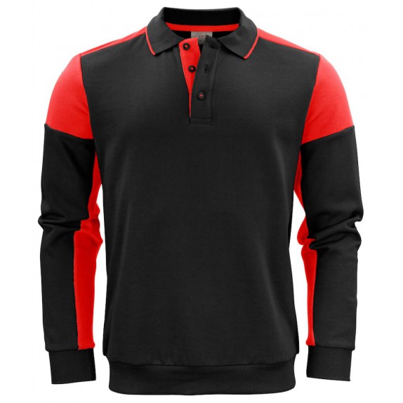 Printer Polosweater Prime Zwart/Rood