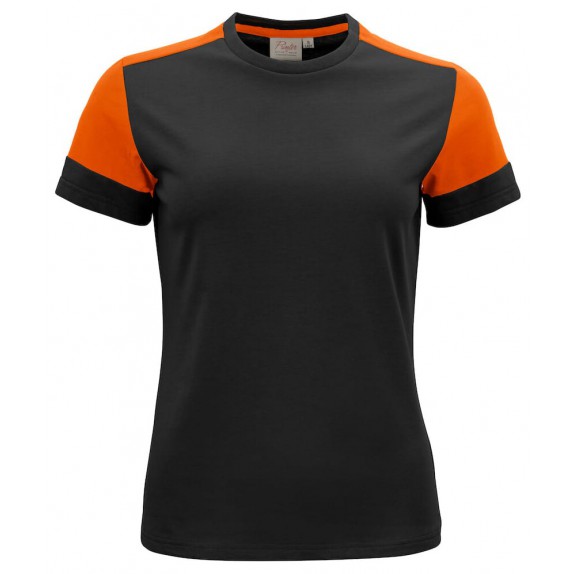 Printer T-Shirt Prime Lady Dames Zwart/Oranje