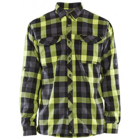 Blåkläder 3299-1153 Overhemd Flanel Zwart/High Vis Geel