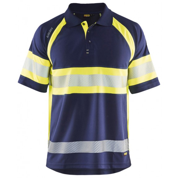 Blåkläder 3338-1051 Poloshirt High Vis Klasse 1 Marineblauw/Geel