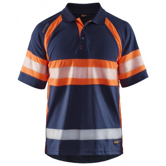 Blåkläder 3338-1051 Poloshirt High Vis Klasse 1 Marineblauw/Oranje