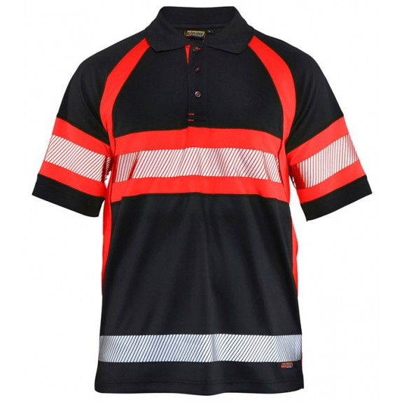 Blåkläder 3338-1051 Poloshirt High Vis Klasse 1 Zwart/Fluor Rood