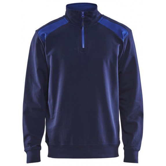 Blåkläder 3353-1158 Sweater halve rits Marineblauw/Korenblauw