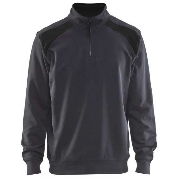 Blåkläder 3353-1158 Sweatshirt Bi-Colour met halve rits Grijs/Zwart