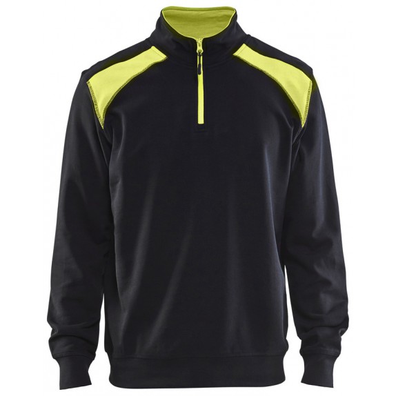 Blåkläder 3353-1158 Sweatshirt Bi-Colour met halve rits Zwart/Geel