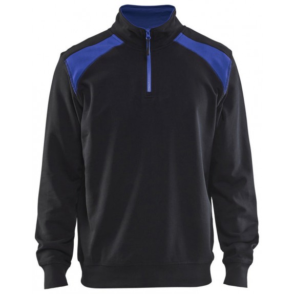 Blåkläder 3353-1158 Sweater halve rits Zwart/Korenlblauw