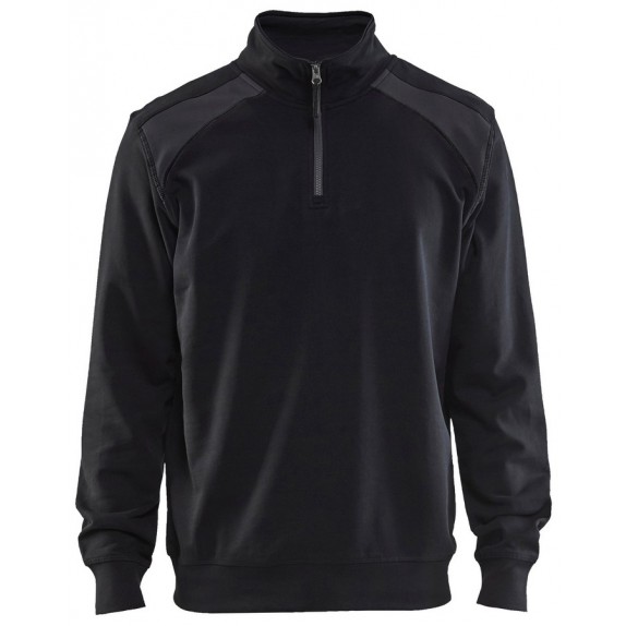 Blåkläder 3353-1158 Sweatshirt bi-colour met halve rits Zwart/Medium grijs