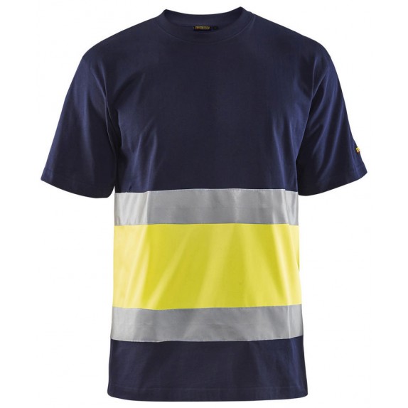 Blåkläder 3387-1030 T-shirt High Vis klasse 1 Marineblauw/Geel