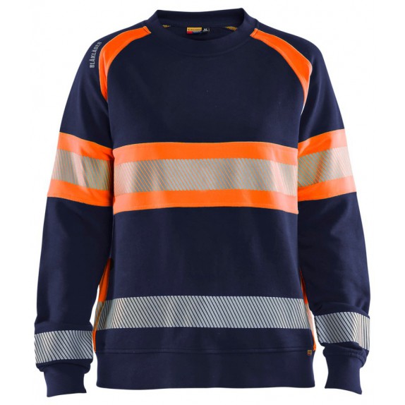 Blåkläder 3409-1158 Dames Sweatshirt High Vis Marineblauw/Oranje