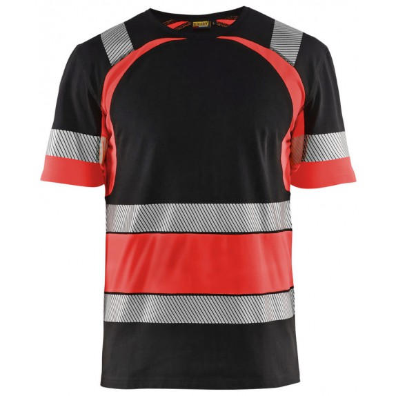 Blåkläder 3421-1030 T-shirt High Vis Zwart/Fluor Rood