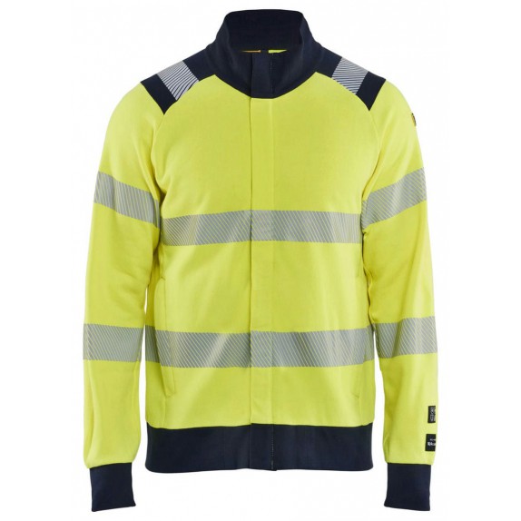 Blåkläder 3461-1762 Multinorm Sweatshirt met rits High Vis Geel/Marineblauw