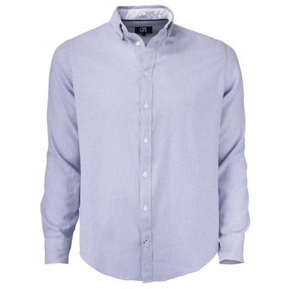 Cutter & Buck Belfair Oxford Shirt Men French Blue/White Stripe