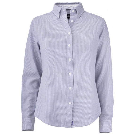 Cutter & Buck Belfair Oxford Shirt Ladies French Blue/White Stripe
