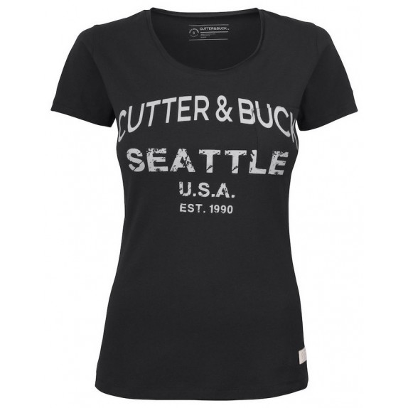 Cutter & Buck Pacific City T-Shirt Dames Zwart/Grijs