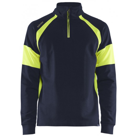 Blåkläder 3550-1158 Sweatshirt Met High Vis Zones Marineblauw/High Vis Geel
