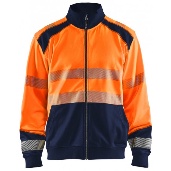 Blåkläder 3558-2528 Sweatshirt hele rits High Vis Oranje/Marineblauw