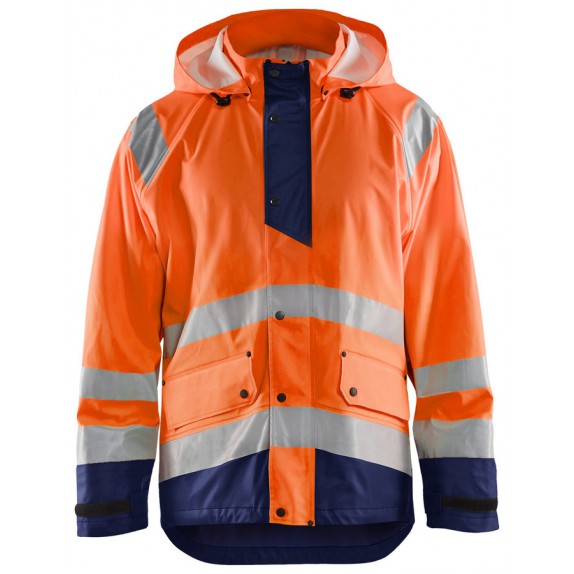 Blåkläder 4323-2000 High Vis Regenjas Level 1 Oranje/Marineblauw