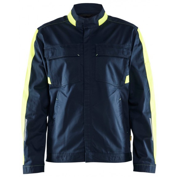 Blåkläder 4444-1832 Industrie jack stretch Donker marineblauw/High vis geel