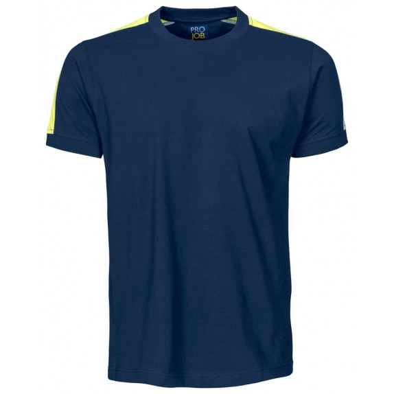 Projob 2019 T-Shirt Marineblauwblauw / Hv Geel