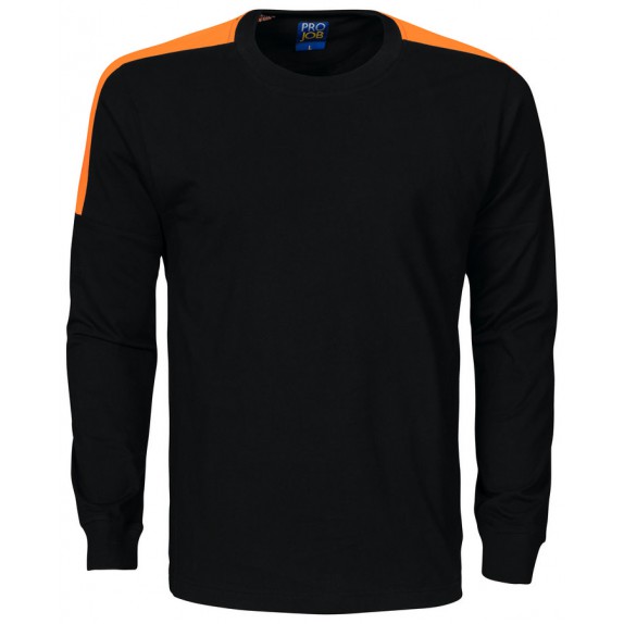 Projob 2020 T-Shirt Lange Mouwen Zwart/Oranje