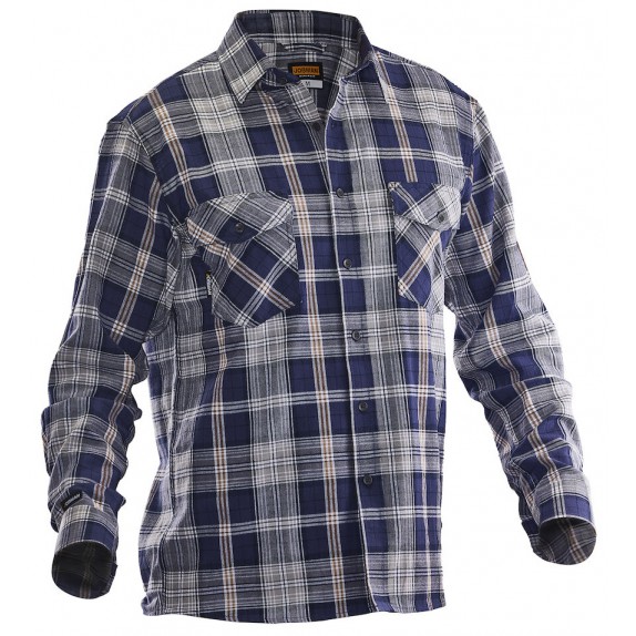 Jobman 5138 Flannel Shirt Heren Navy/Grijs