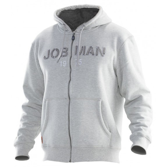 Jobman 5154 Vintage Hoodie Lined Heren Lichtgrijs/Donkergrijs