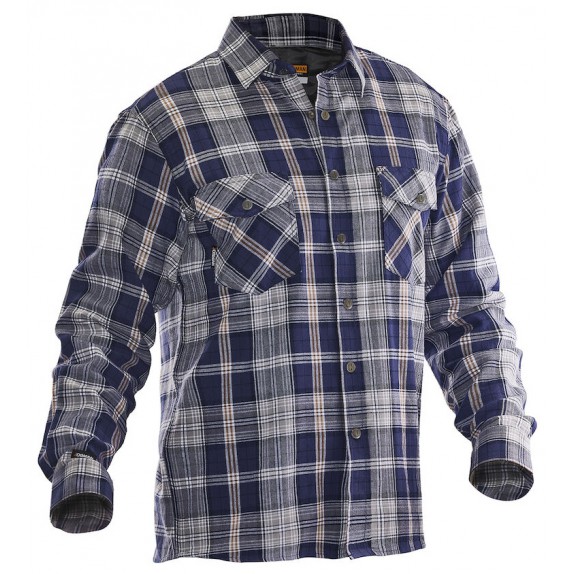 Jobman 5157 Flannel Shirt Lined Heren Navy/Grijs
