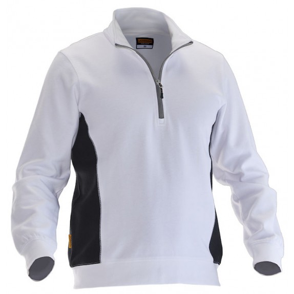 Jobman 5401 Halfzip Sweatshirt Wit/Zwart
