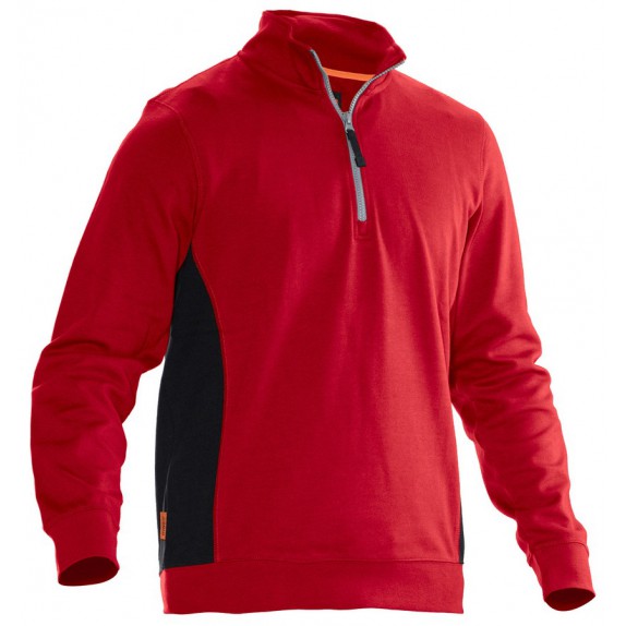 Jobman 5401 Halfzip Sweatshirt Rood/Zwart