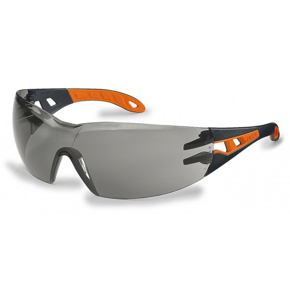 Uvex veiligheidsbril pheos 9192-245 zwart/oranje montuur grijze lens UV 5-2.5 supravision HC-AF