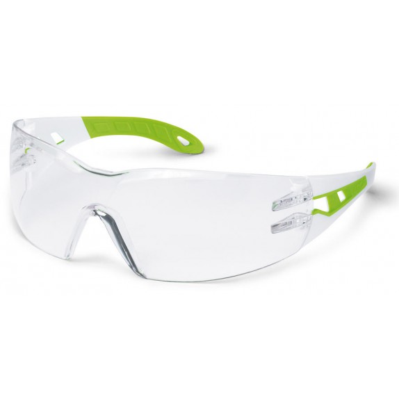 Uvex veiligheidsbril pheos s 9192-725 kleinere versie wit/groen montuur heldere lens