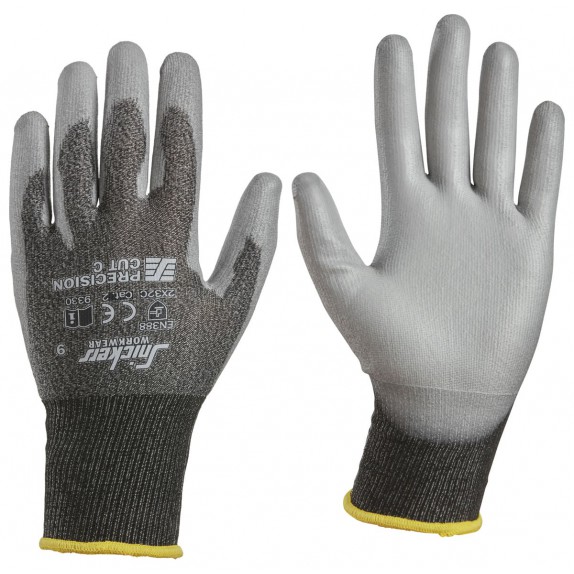 Snickers 9330 Precision Cut C Gloves Zwart melange/Steengrijs