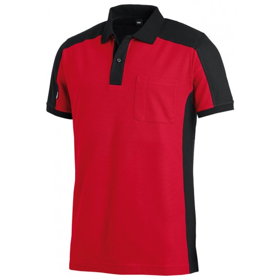 FHB Konrad Poloshirt tweekleurig Rood-Zwart