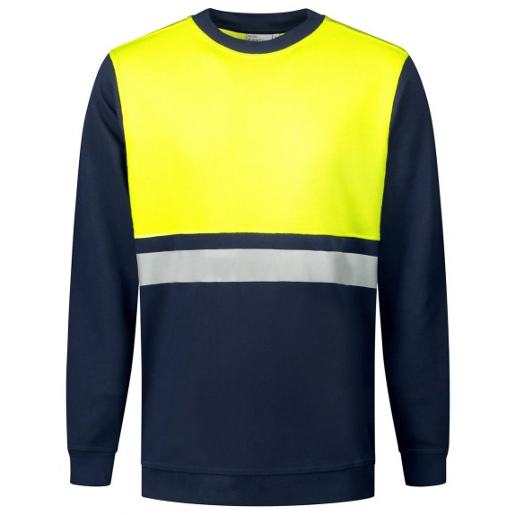 Santino O-hals Helsinki Sweater Real Navy / Fluor Yellow