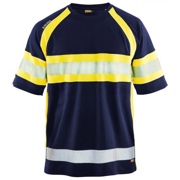 Blåkläder 3337-1051 High Vis T-shirt klasse 1 Marineblauw/Geel
