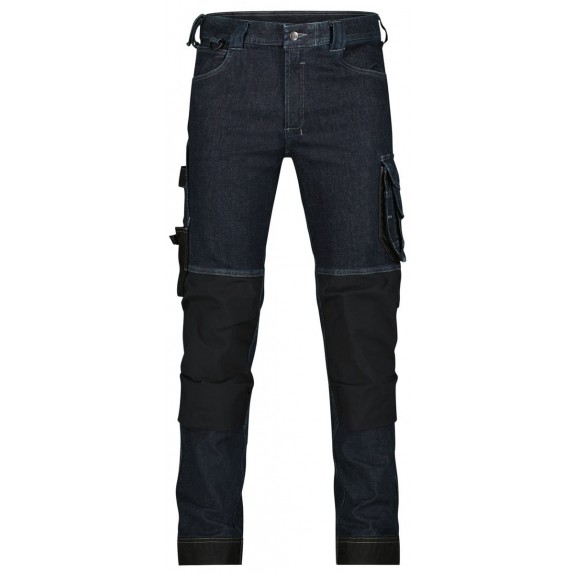 Dassy Kyoto Stretch werkjeans met kniezakken Jeansblauw/Zwart