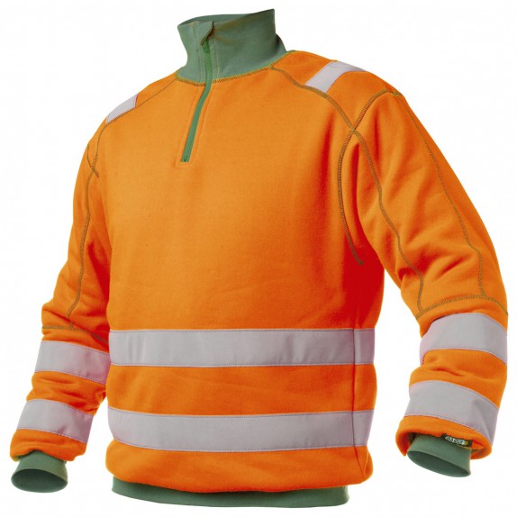 Dassy Denver Hogezichtbaarheidssweater Fluo-Oranje/Flessengroen