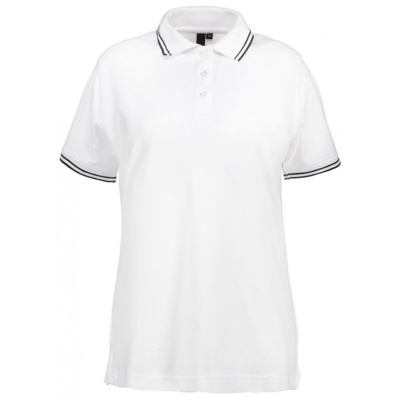 Pro Wear ID 0523 Ladies Stretch Contrast Polo Shirt White