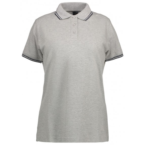 Pro Wear ID 0523 Ladies Stretch Contrast Polo Shirt Grey Melange