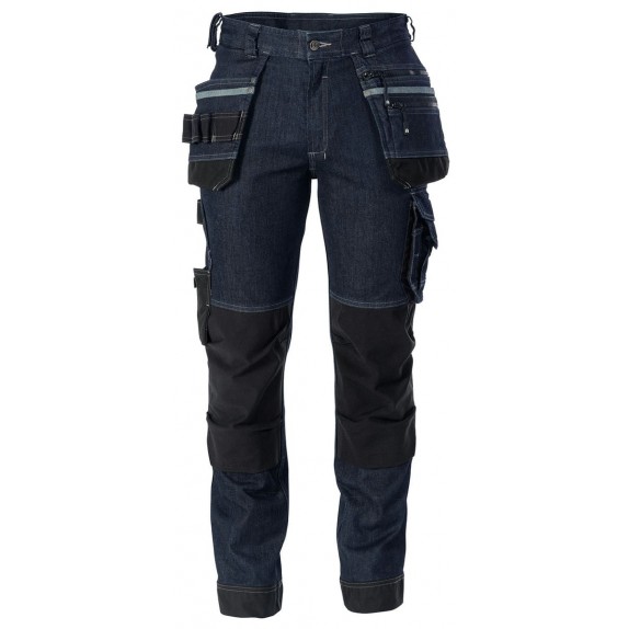 Dassy Melbourne Stretch holsterzakkenjeans met kniezakken Jeansblauw/Zwart