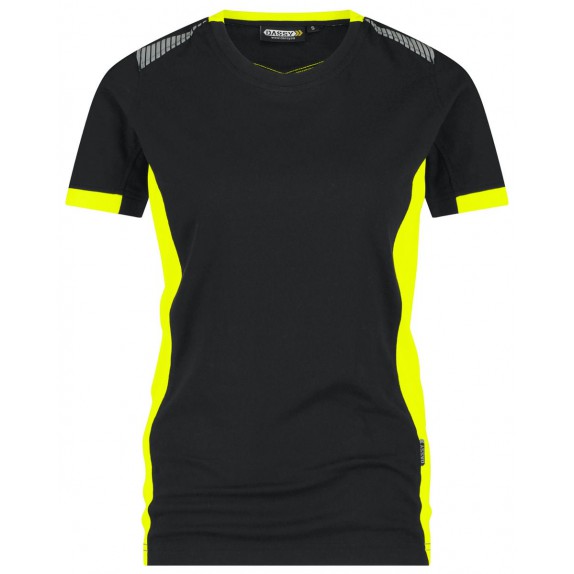 Dassy Tampico Women T-shirt voor dames Zwart/Fluogeel